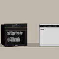 Haier Kitchen Appliances With Black Glass Door And White Cabinet Design