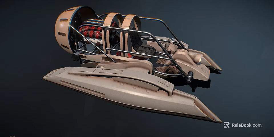 Futuristic Brown Aircraft 3D Model With Streamlined Design Transparent Cockpit And Metal Frame 3d model 