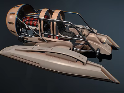 Futuristic Brown Aircraft 3D Model With Streamlined Design Transparent Cockpit And Metal Frame 3d model