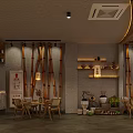 Traditional Tea House Interior Design With Wooden Furniture Decorative Lanterns And Cozy Seating