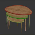 Modern Wooden Oval Nesting Tables With Natural Wood Finish And Stackable Design