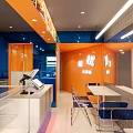 Worry Free Hotpot Restaurant Exterior With Orange Facade Glass Door And Interior Seating