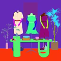 Modern Model Ornaments Combination 3d model