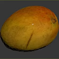 Fresh Vibrant Ripe Mango With Yellow Orange Smooth Skin And Reflection On Dark Background