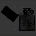 Vintage Metal Lighter With Open Lid And Engraved Text On Worn Surface