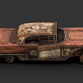 Rusty Worn Out Vintage Car With Shark Fin Design And Body Rust