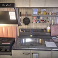 Upper And Lower Kitchen Cabinets With Stove Range Hood And Stainless Countertop