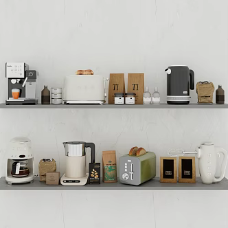 Coffee Machine Coffee Machine Combination Bread Machine Grinder Coffee Pot Coffee Bag 3d model