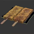 Crunchy Brown Coated Popsicles On Black Plate With Delicious Wooden Sticks