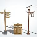 Solar Powered Outdoor Lights With Traditional Wooden Lantern Design For Garden Pathway Decoration