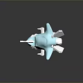 Abstract 3D Model With Light Blue Body White Components And Transparent Geometric Parts