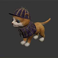 Cute Orange Cartoon Cat Doll With Purple Striped Hat And Green Eyes