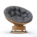 Outdoor Rattan Round Sofa with Padded Seats and Swivel Base Design