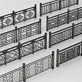 Traditional Carved Black Railings With Decorative Patterns For Home Decoration