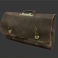 Classic Vintage Leather Briefcase With Black Handle And Metal Buckles Design