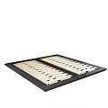Sturdy Double Bed Frame With Wooden Slats And Black Metal Border For Bedroom Support