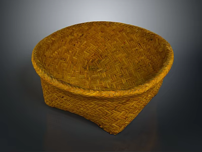 Handwoven Natural Brown Furniture Basket With Oval Shape And Rustic Design 3d model