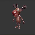 Cartoon Moose Character with Big Red Nose and Brown Antlers in Playful Animated Design