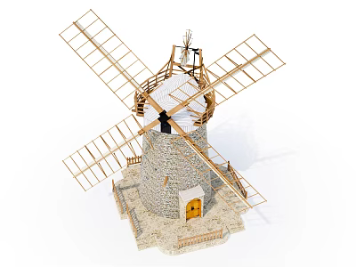 Modern Windmill Car Building 3d model