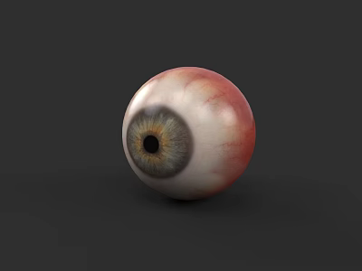Realistic Human Eye 3D Model With Brown Iris And Red Blood Vessels 3d model