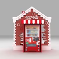 Coca Cola Vending Machine In Brick Building With Red And White Awning
