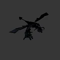 Game Movie Character Purple Black Mechanical Dragon With Sharp Structures And Glowing Eyes