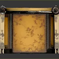 Traditional Ornate Chair Featuring Yellow Seat Black Frame And Decorative Pillars