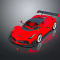 Red Sports Car With Rear Wing Black Roof Red Interior And Streamlined Design