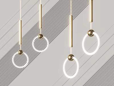 Modern Gold Metal Ring Chandelier Design For Luxury Contemporary Interior Decor 3d model