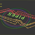 Creative Red Pipes And Yellow Circles Arrangement On Dark Background