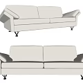 Modern Light Colored Two Seater Sofa With Armrests And Black Legs 3d model