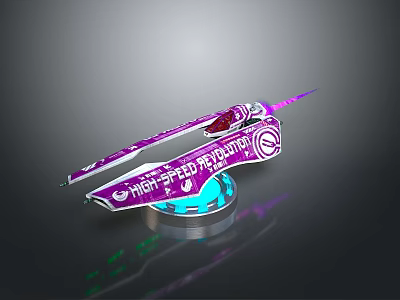 Purple and White Cosmic High Speed Detector with Illuminated Blue Base 3d model