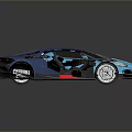 Sleek Blue Supercar With Streamlined Design Black Roof And Silver Alloy Wheels
