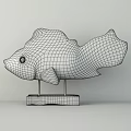 Hand Carved Wooden Fish Sculpture Decorative Ornament With Black Base Stand