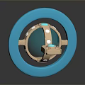 Modern Decorative Furniture With Blue Ring Base And Gold Accents