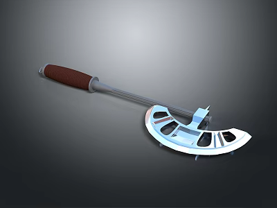 Hand Rake Garden Tool With Brown Wooden Handle Metal Rod And Fan Shaped Blade 3d model