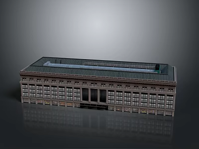 Cartoon Scene With Classical Style Building Featuring Multiple Floors And Symmetric Windows 3d model