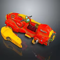 Futuristic Red And Yellow Vehicle Model With Cockpit And Seats Design