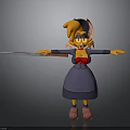 Cartoon Character With Orange Hair Glasses Purple Dress Red Top Outstretched Arms And Baton