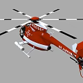 Red Helicopter with Black and White Rotors and Body Markings in Studio Render