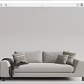 Modern Beige Double Sofa With Decorative Pillows And Cozy Throw Blanket 3d model