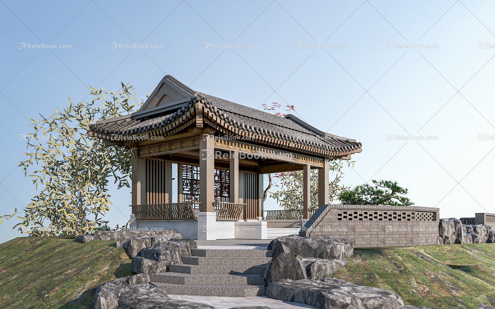 New Chinese-style pavilion pavilion rest pavilion ancient built pavilion Chinese-style pavilion four-corner pavilion 3d model