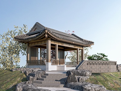 New Chinese-style pavilion rest pavilion ancient built pavilion Chinese-style pavilion four-corner pavilion 3d model