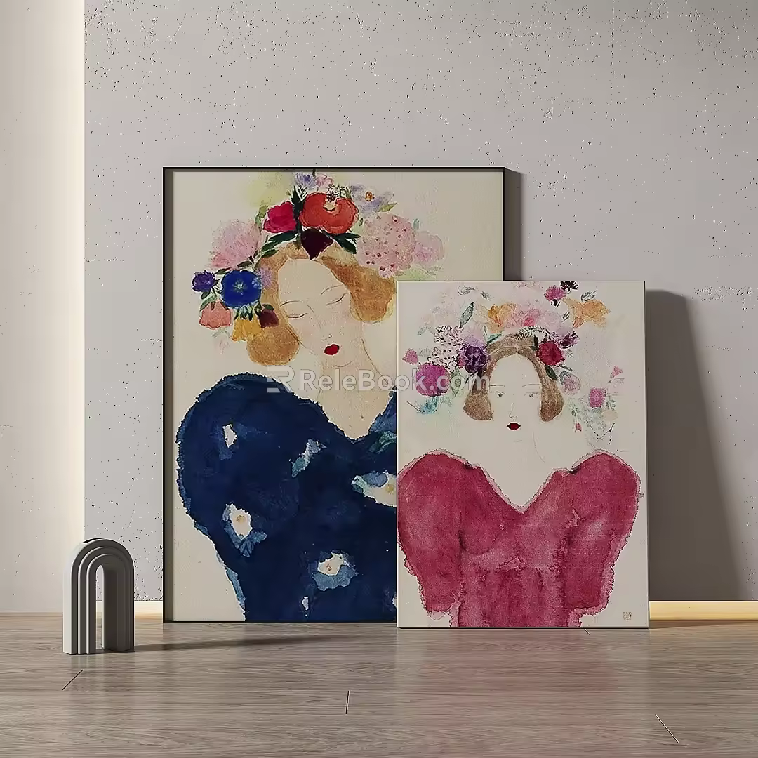 Abstract retro decorative painting 3d model