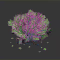 Realistic 3D Tree With Green Leaves Brown Trunk And Scattered Leaves Reflection