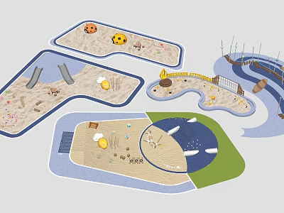 Children's Play Area With Sandpit Slide Climbing Structure Interactive Water Elements 3d model