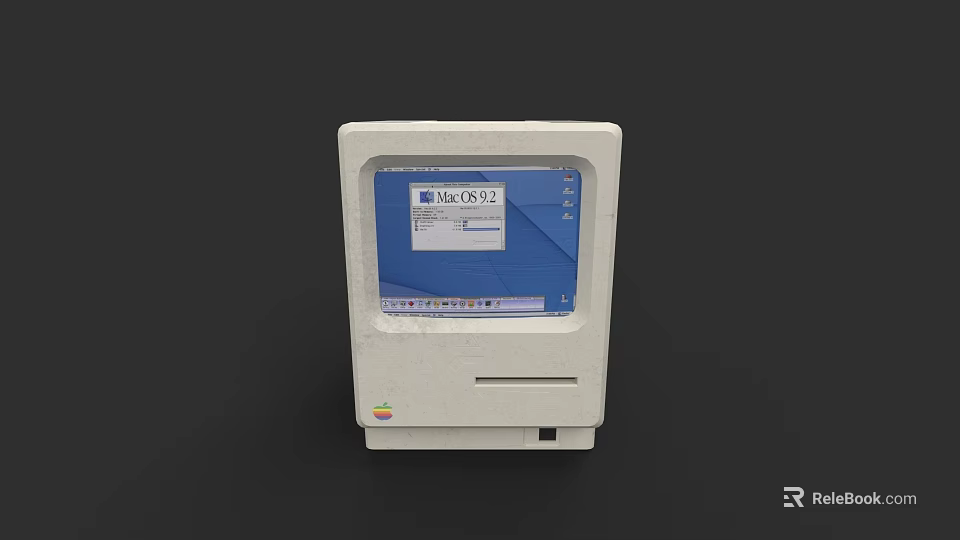 Vintage Apple Computer White Desktop With Mac OS Interface And Classic Design 3d model