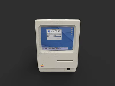 Vintage Apple Computer White Desktop With Mac OS Interface And Classic Design 3d model