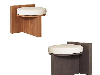 Modern Wall Mounted Single Chair With Wooden Frame And White Cushion 3d model