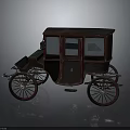 Vintage Wooden Carriage With Glass Windows And Classic Four Wheeled Design